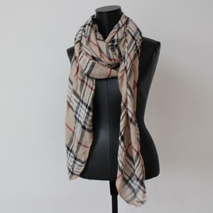ベージュタータンチェック大判ストールITALY:STR206 ¥9,800+tax