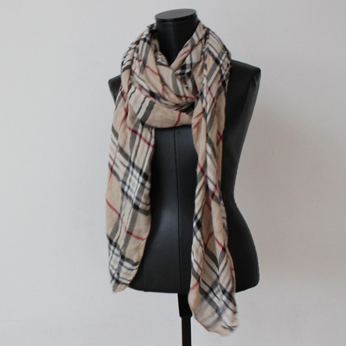 ベージュタータンチェック大判ストールITALY:STR206 ¥9,800+tax