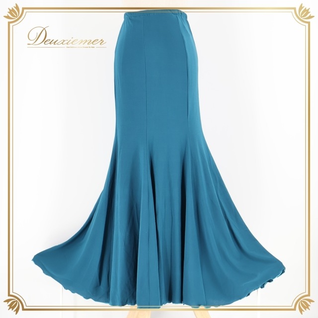 フラメンコ 衣装 ファルダ スカート グリーン系 ブルー系 緑 青 無地 練習着 レッスン 伸縮 ストレッチ 伸縮素材 レディース おしゃれ フラメンコ レッスン着 かわいい 柔らかい