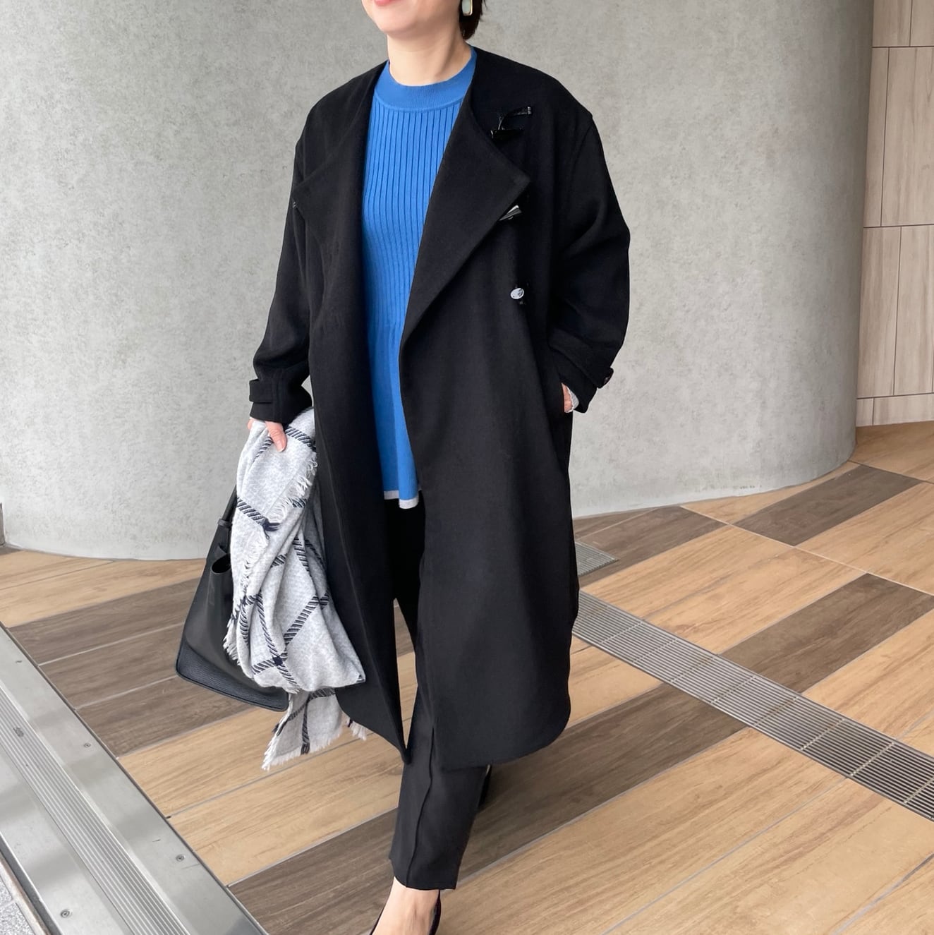 小柄S♡軽量＆あったかウール♡ゆったりお洒落ノーカラーコート□卒業