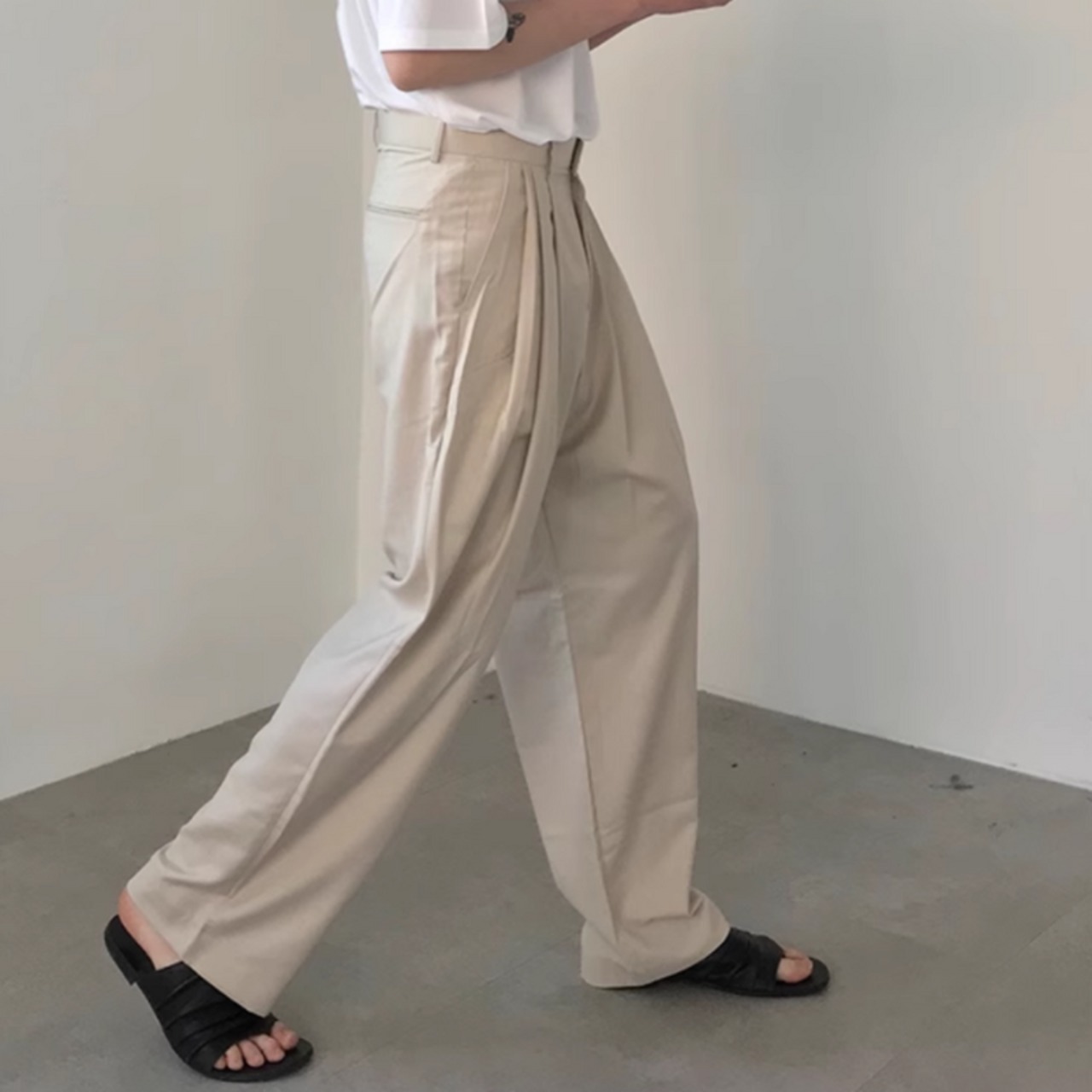 ルーズ立体プリーツモードパンツ　0780