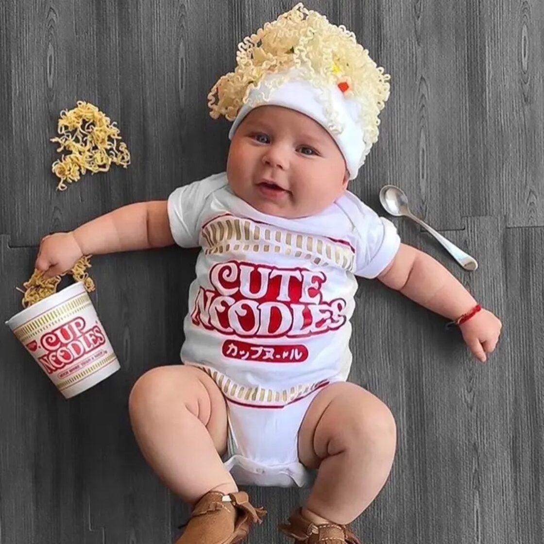 キュートヌードル 夏新生児幼児ベビー服 インスタントラーメン かわいい 幼児 ジャンプスーツ ボディスーツ