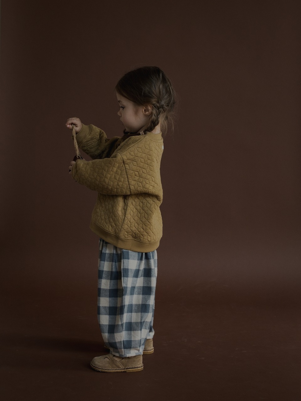 ORGANIC ZOO Fog Blue Gingham Lodge Pants