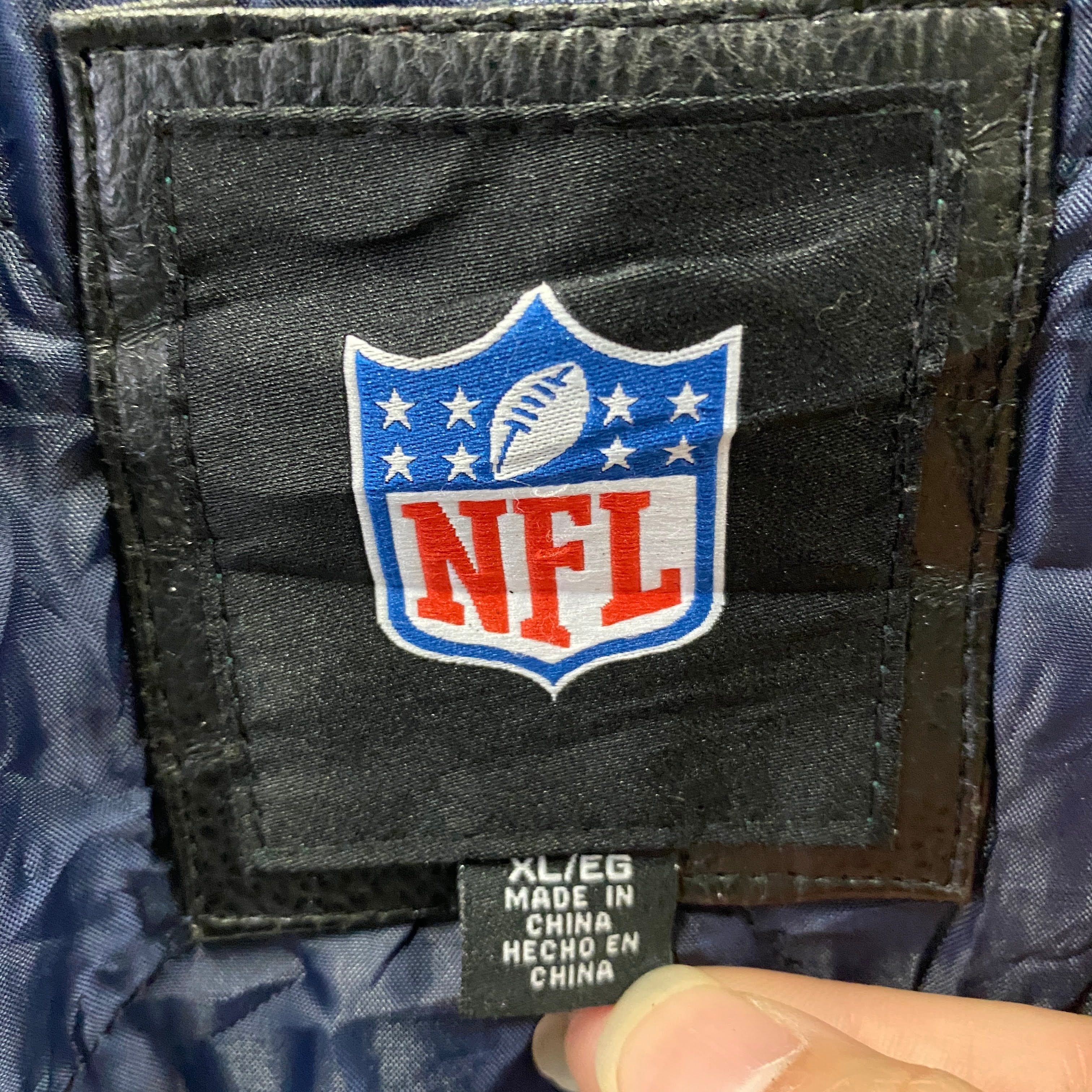 【超希少】NFLチーム　袖刺繍レザースタジャン　XL