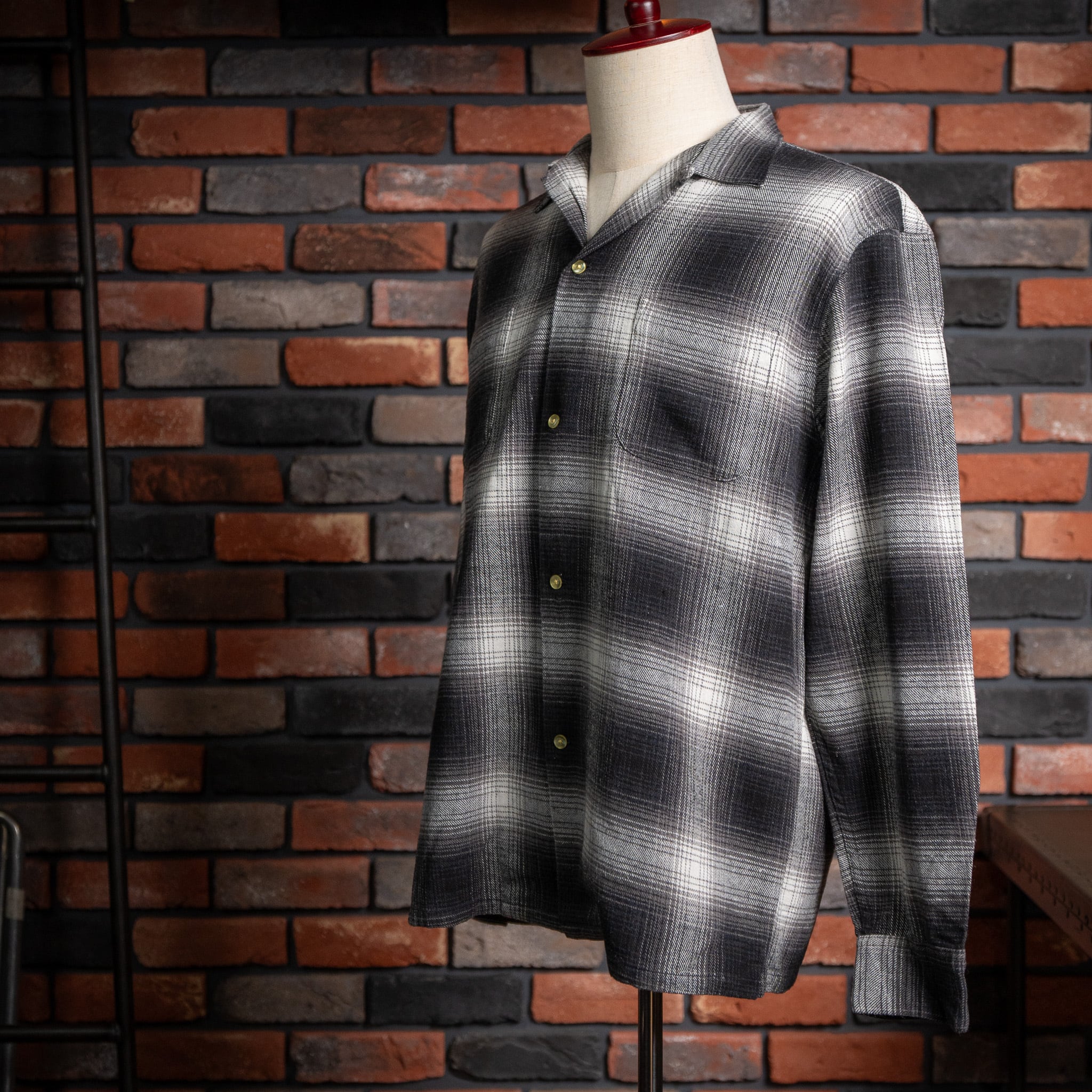 【TOWN CRAFT】 "OFF WHITE" 60s Loop Collar Nel Ombre Shirts 新品 タウンクラフト オンブレシャツ オフホワイト 白 ポケット付き