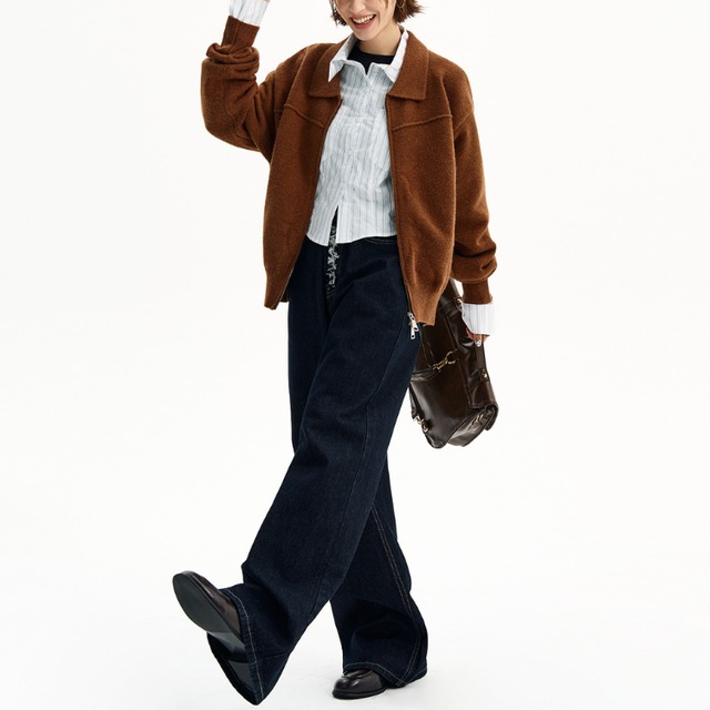 simple knit zip jacket　シンプルニットジップジャケット　J1288