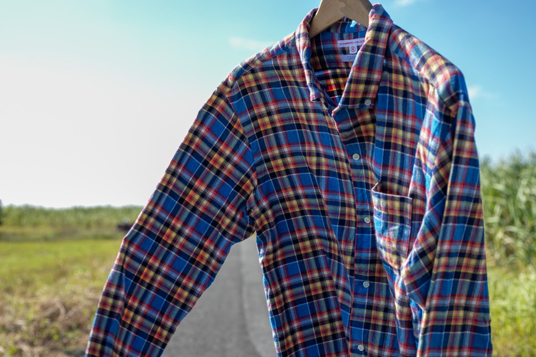 SUNSHINE+CLOUD サンシャインクラウド チェック　プルオーバー超美品 SUNSHINE+CLOUD スリップオン カンクリーニリネンチェックシャツ