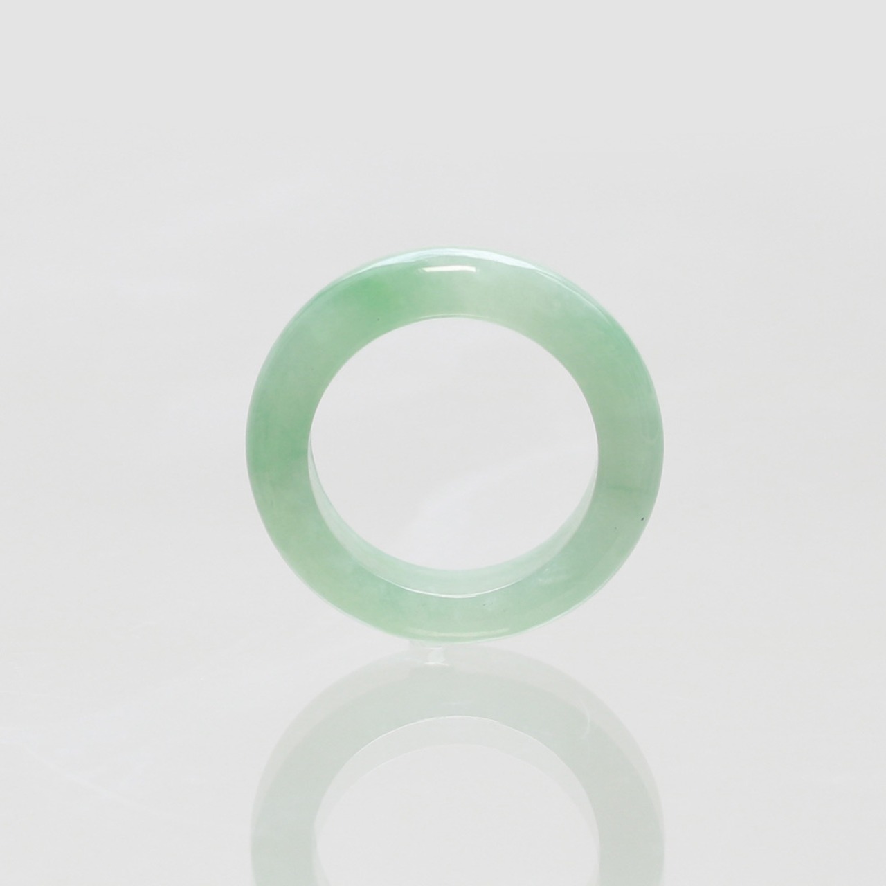 【14号】 clear green 翡翠くり抜き甲丸リング A貨翡翠 jd_rg2646