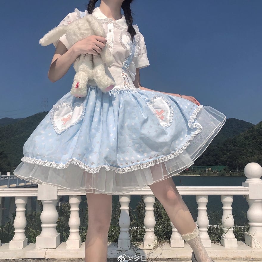 【uuu】水色 ゴスロリ・ロリータ衣装 Sサイズ ゴスロリファッション 通販 With U 天使界隈 水色ロリータ