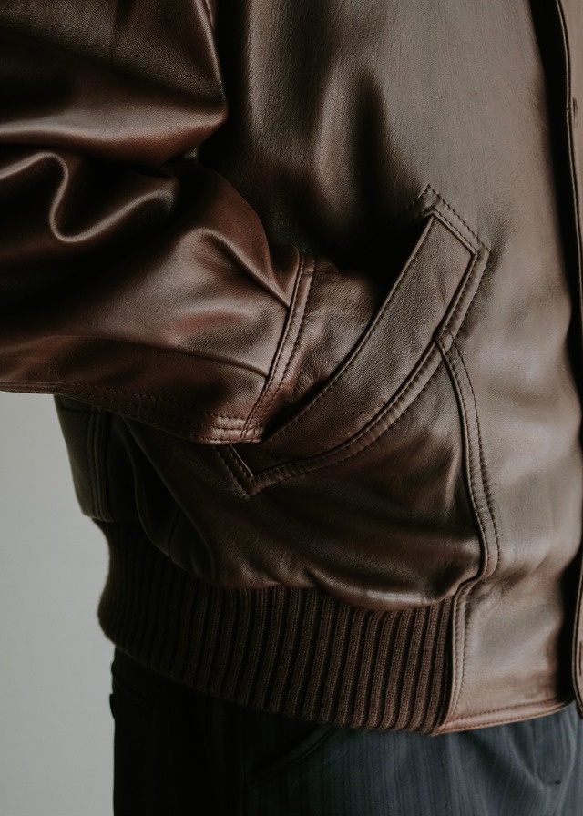 80-90's RUFFO detachable boa collar button-front leather blouson