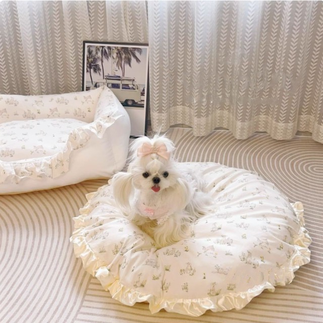 フローラルのラウンドクッション　ペットベッド　00712