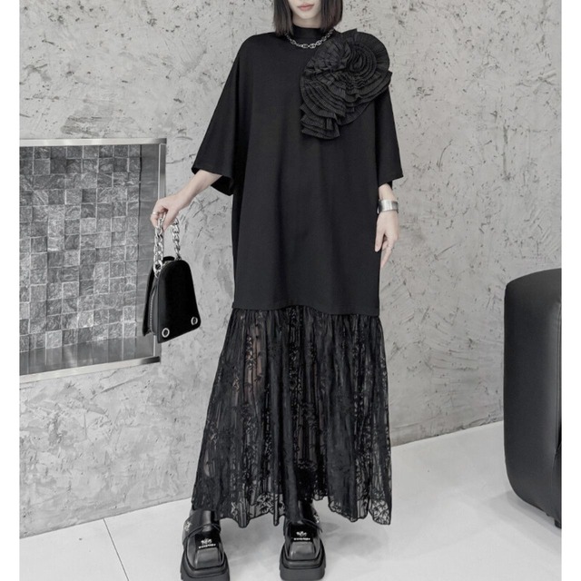 Flower lace long dress C0589