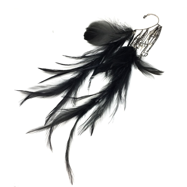 gunda<ガンダ>FEATHER EARHOOK/Black [フェザー イヤーフック/ブラック]