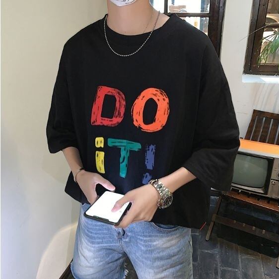 全3色 カットソー ビッグシルエット ロゴ カジュアル メンズ