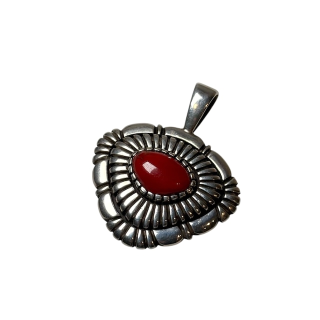 Navajo Bitsoi Russell silver Coral pendant