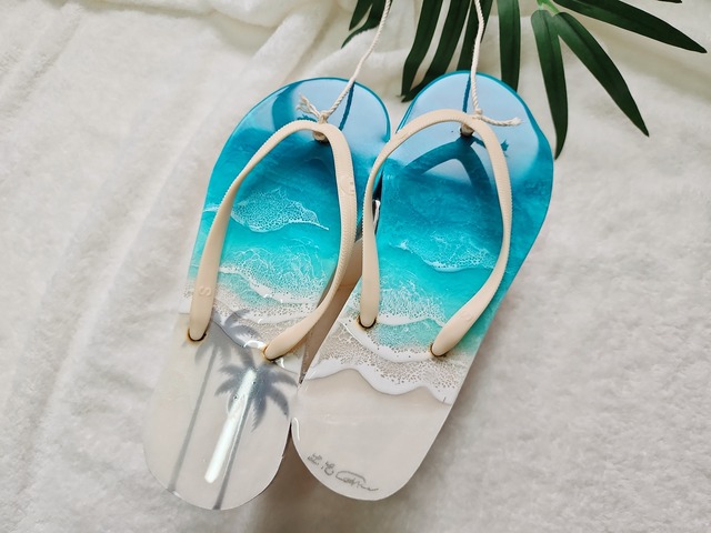 210.オーシャンレジンアート ビーチサンダル型