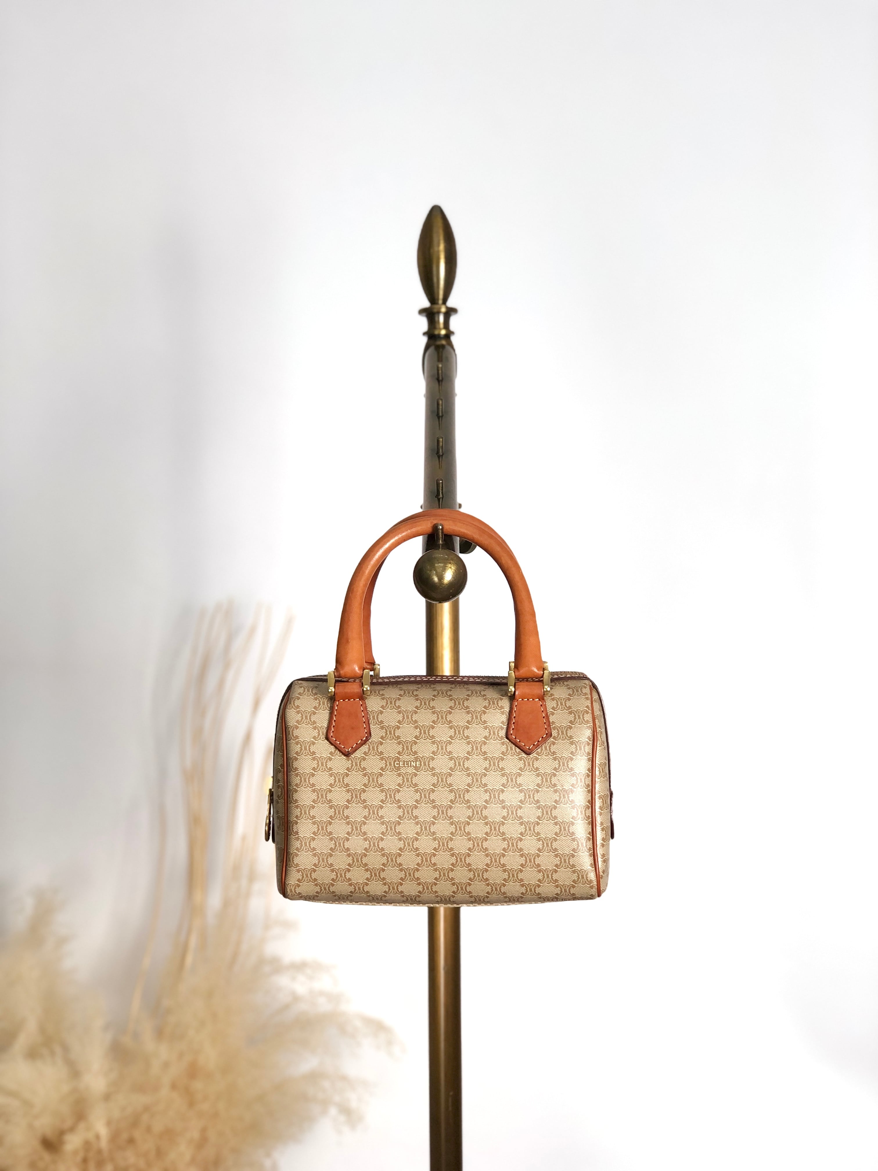 CELINE セリーヌ マカダム ショルダーバッグ ベージュ PVC 2WAY vintage ヴィンテージ オールド vwi2wp