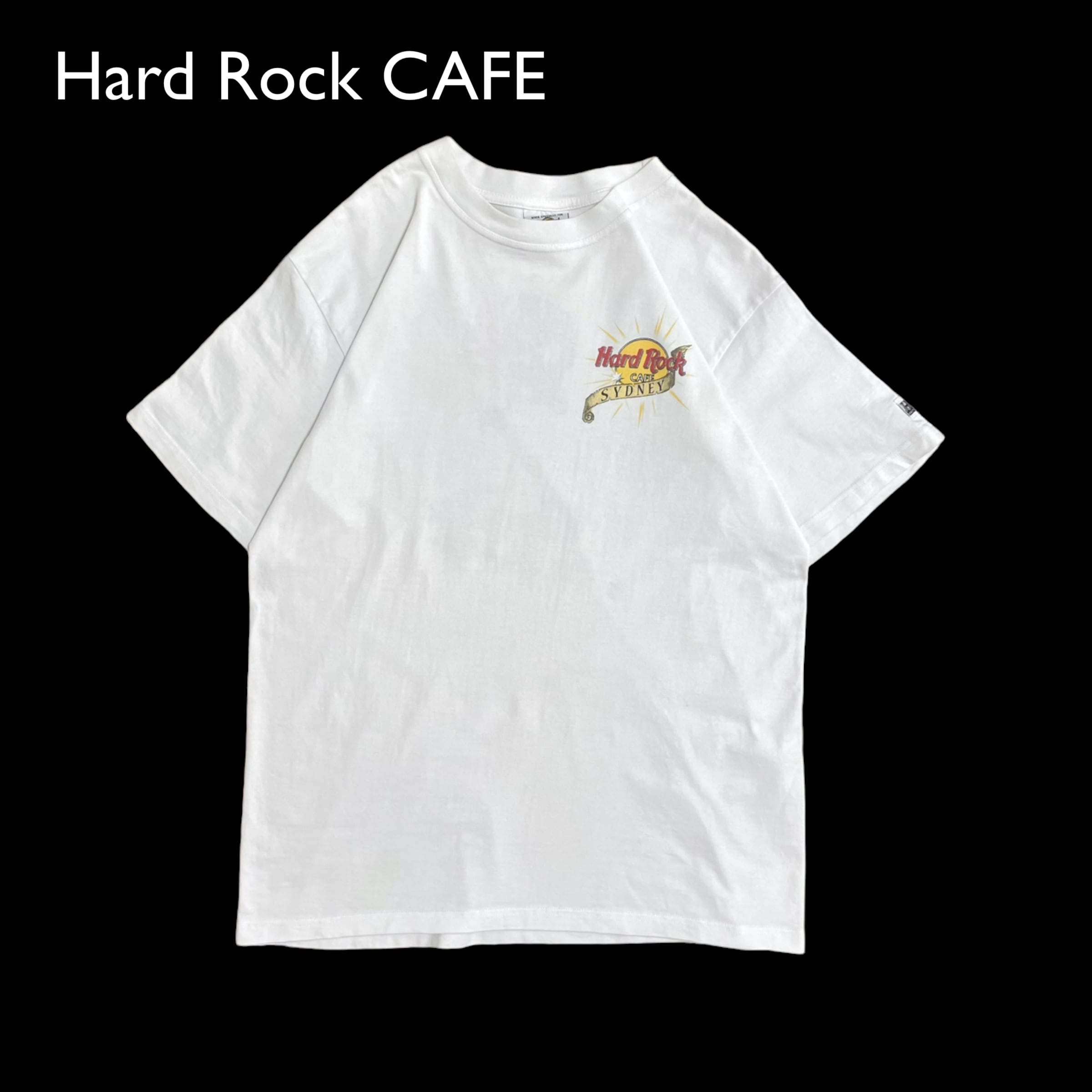 Hard Rock CAFE” Backprint T Shirt | ”ハードロックカフェ” バックプリント Tシャツ - 古着屋グレープフルーツ  ムーン(Grapefruitmoon)Onlineshop ハードロックカフェ Hard Rock CAFE 刺繡入ワークシャツ短丈3XL