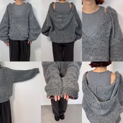 ブークレキーネックフーディーPO/グレー