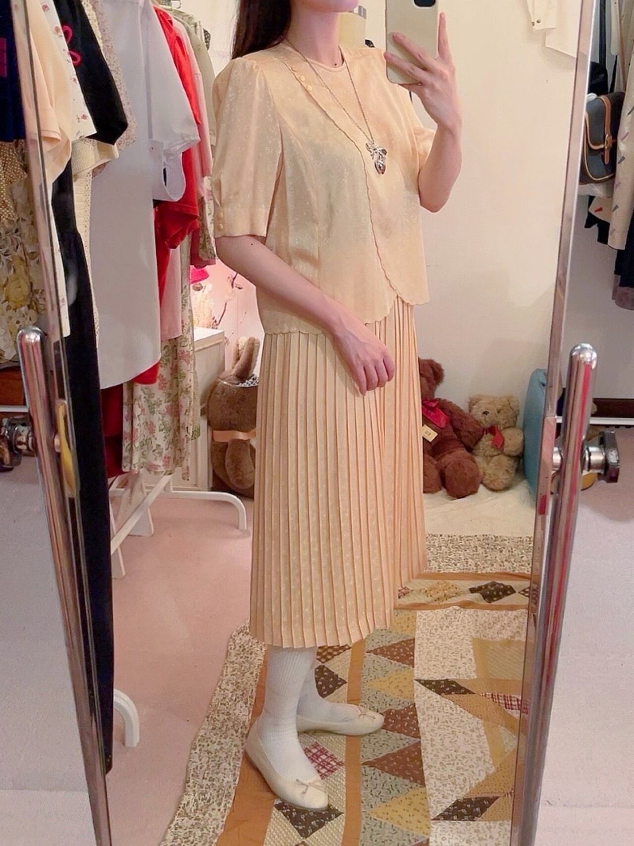 cream orange flower separate one-piece