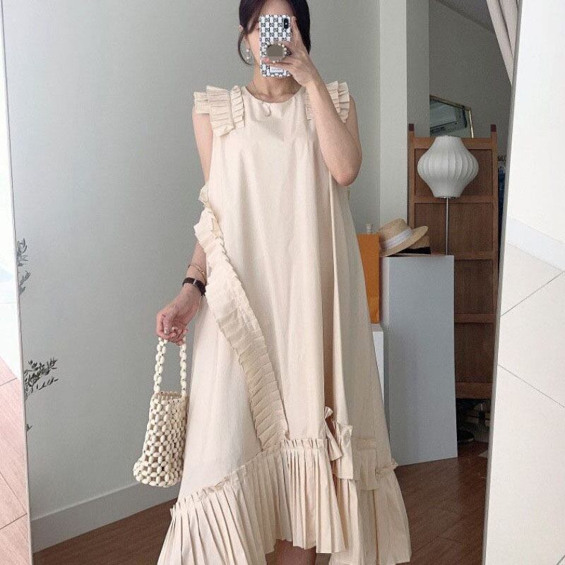 ワンピース レディース 3色 フレアワンピース ロングワンピース ロング丈 ノースリーブ ラウンドネック フレア Aライン プリーツ かわいい 大人可愛い きれいめ シンプル カジュアル 上品 送料無料 清楚 フェミニン おしゃれ ラフ ガーリー 個性的 華やか 無地 フリーサイズ ゆったり カーキ ホワイト ブラック 夏 記念日 食事会 10代 20代 30代 ママ 学生 通学 デート お出かけ 女子会 パーティー イベント リゾート 韓国系 着回し 体型カバー 楽ちん コーデ モテ トレンド 流行