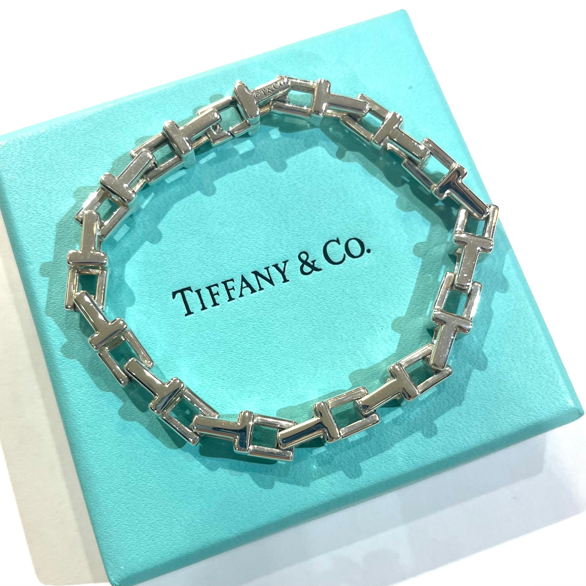 激レア【TIFFANY&CO. 】2161 重厚感Tモチーフ リンクシルバー