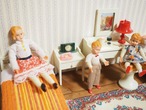 クリームカラーとオレンジのファブリック ベッドルーム家具セット 画像12