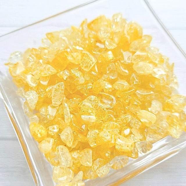 クラック水晶 イエロー (30g) 爆裂水晶 天然石さざれ石 穴無しチップ