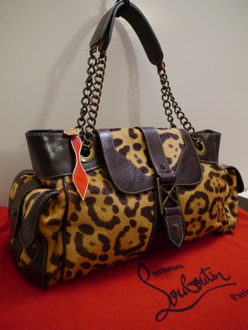 レア◆ChristianLouboutin クリスチャンルブタン ポニー チェーン ストラップ ショルダー トート バッグ◆ コーデのポイントにもピッタリ♪