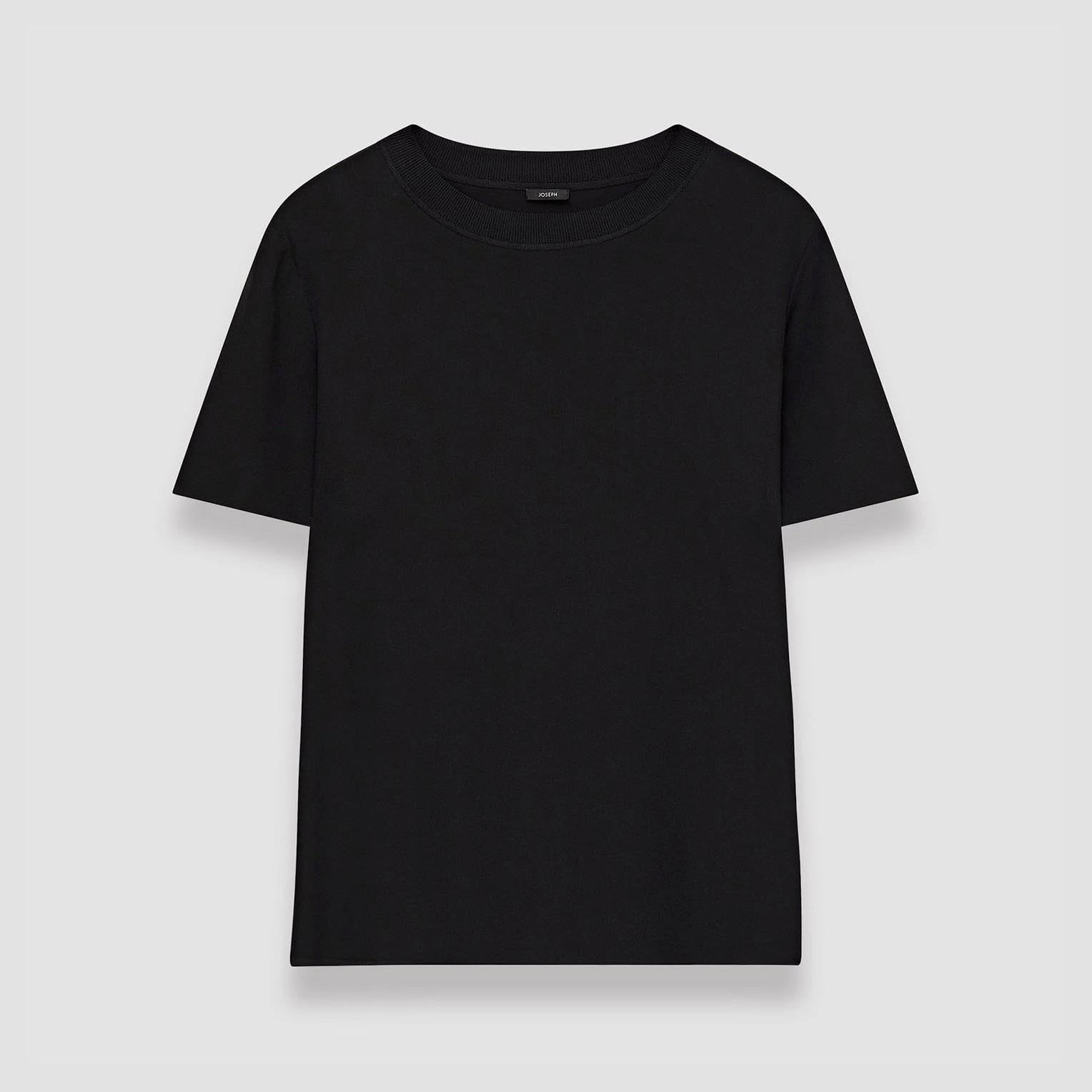 JOSEPH RUBIN CREPE DE SOIE SILK TEE BLACK