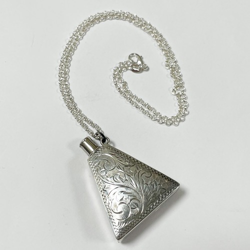 Vintage 925 Silver Perfume Bottle Pendant Necklace