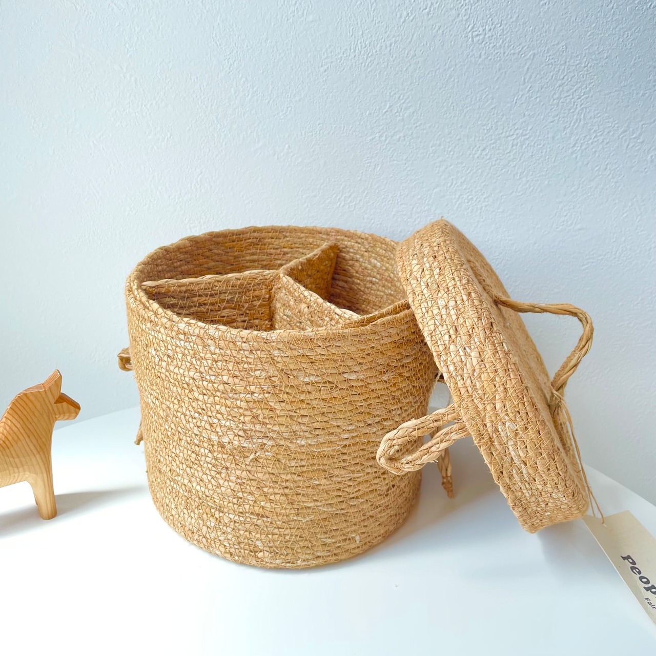 【people tree 】ホグラのナチュラルソーイングバスケット　生成り