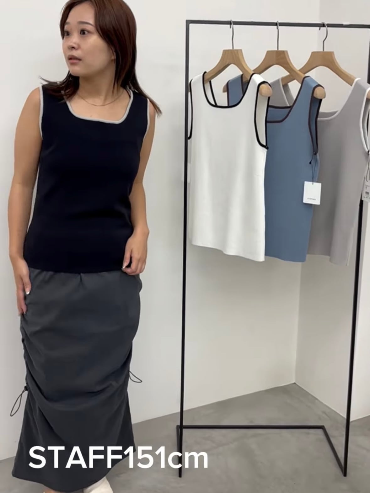 【送料無料】CLOCHE(クロッシェ) スクエアネック配色タンクトップ バイカラー 配色 ニットタンク 大人女子 大人カワイイ 手洗い可能 612-85581