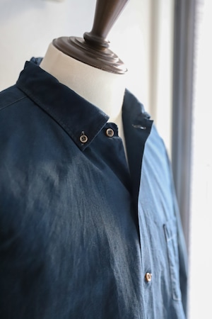 【新品】SUNSHINE+CLOUD 泥藍染 MINTENS限定品 Mud indigo dyeing B.D OXFORD SHIRTS BIG SIZE WEST / サンシャインプラスクラウド 別注品 ウエスト ボタンダウン オックスフォードシャツ ビッグサイズ インディゴブルー サイズ3(L~XL)日本製