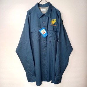 コロンビア　OMNI-SHADEシャツ　長袖　無地　企業ロゴ　グレーブルー