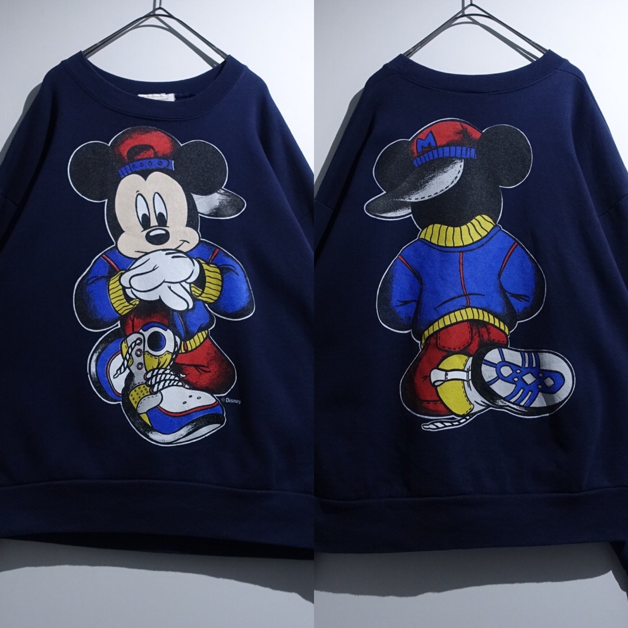 90s “Disney” Navy Mickey Double-Sided Print Design Sweat