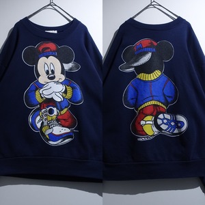 90s “Disney” Navy Mickey Double-Sided Print Design Sweat