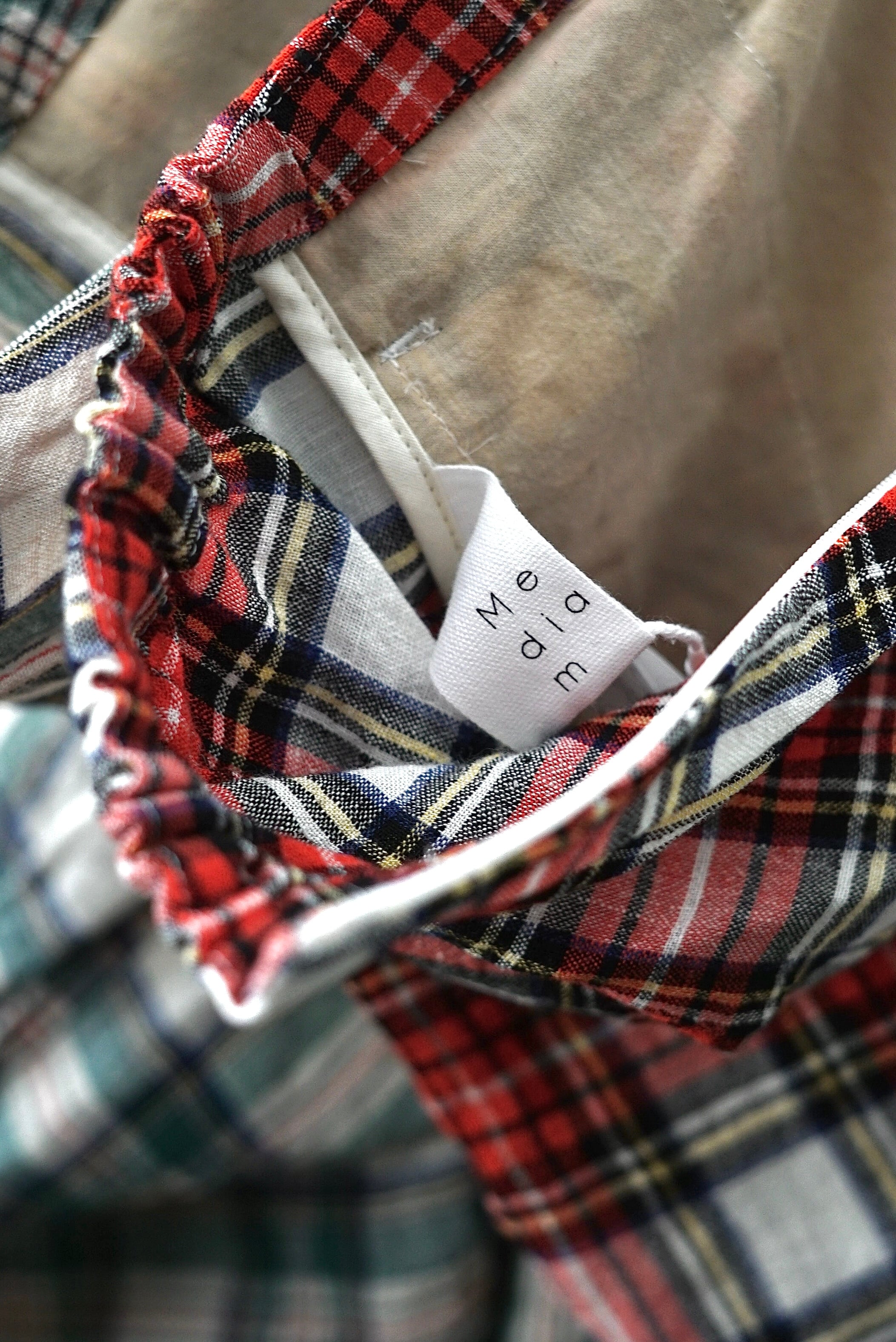 Mediam / Linen Check Pants (Green, Red) | JUQUI Online
