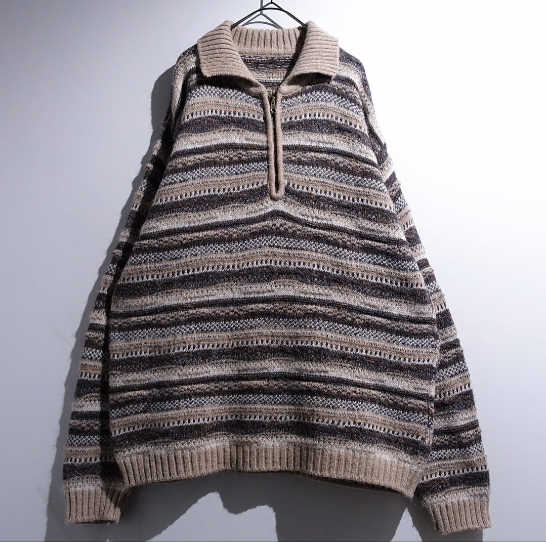 EURO "Marlboro Classic" Multicolor Pattern Desgin Half-Zip Knit