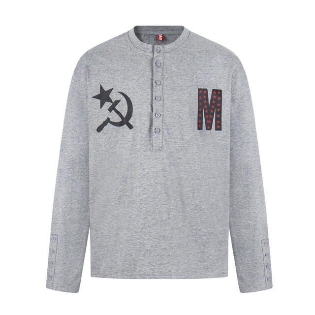 logo initial henley neck long tee　ロゴイニシャルヘンリーネックロングティー　J1779