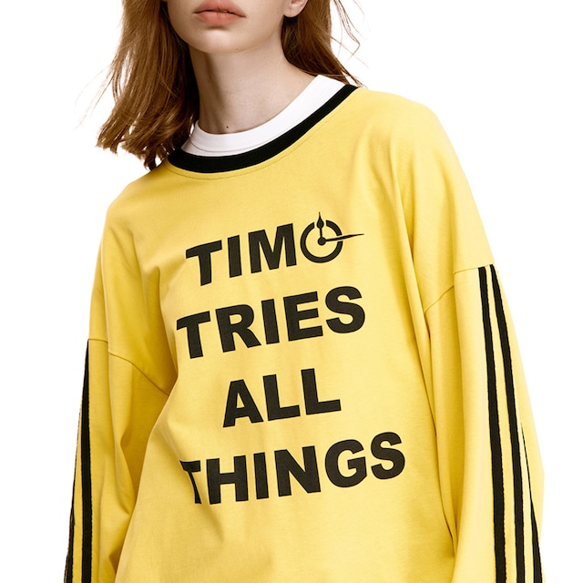 alphabetic yellow long tee　英字イエローロングティー　J0278