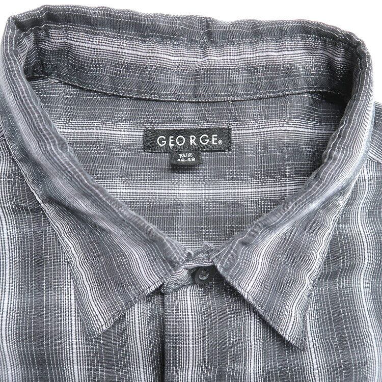 ✨D&G vintageNEW YORK Tシャツ Mサイズ 半袖 グレー 古着 GEORGE 半袖シャツ ボックスシャツ チェック 表記：XL gd406215n