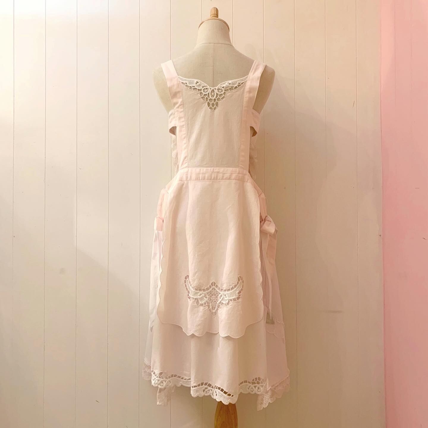 remake : sweet flower pink apron one-piece