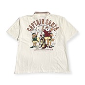 CAPTAIN SANTA キャプテンサンタ 背面プリント デザイン 鹿の子 半袖 ポロシャツ M/ホワイト メンズ