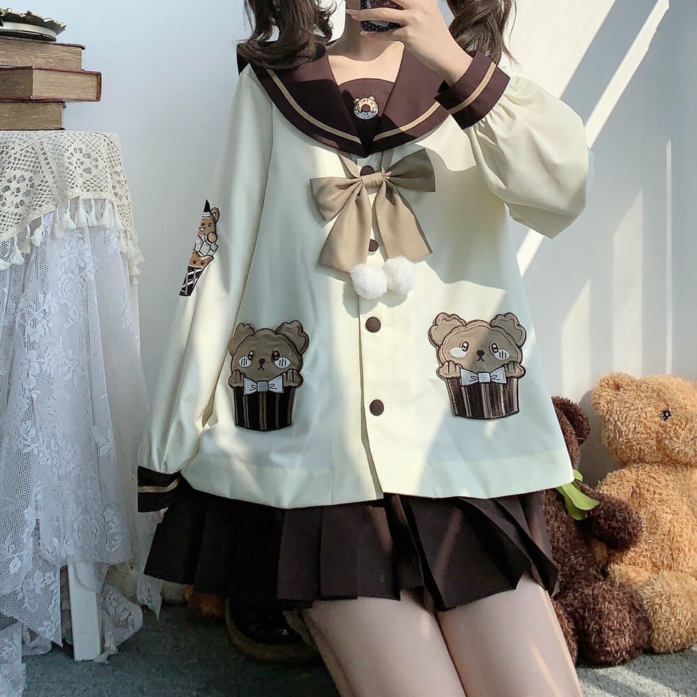 ゆめかわ♡選べる袖丈♪ クマさんセーラー服 seifuku29 | ゆめかわガール