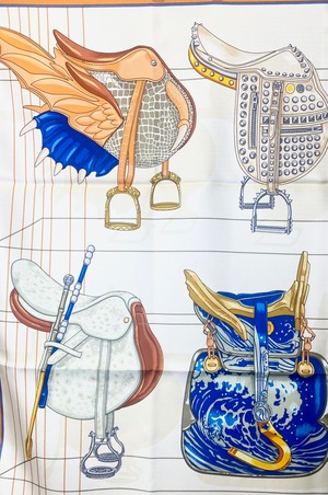 HERMES エルメス スカーフ カレ90《すべては鞍の中に》Orange Cjit