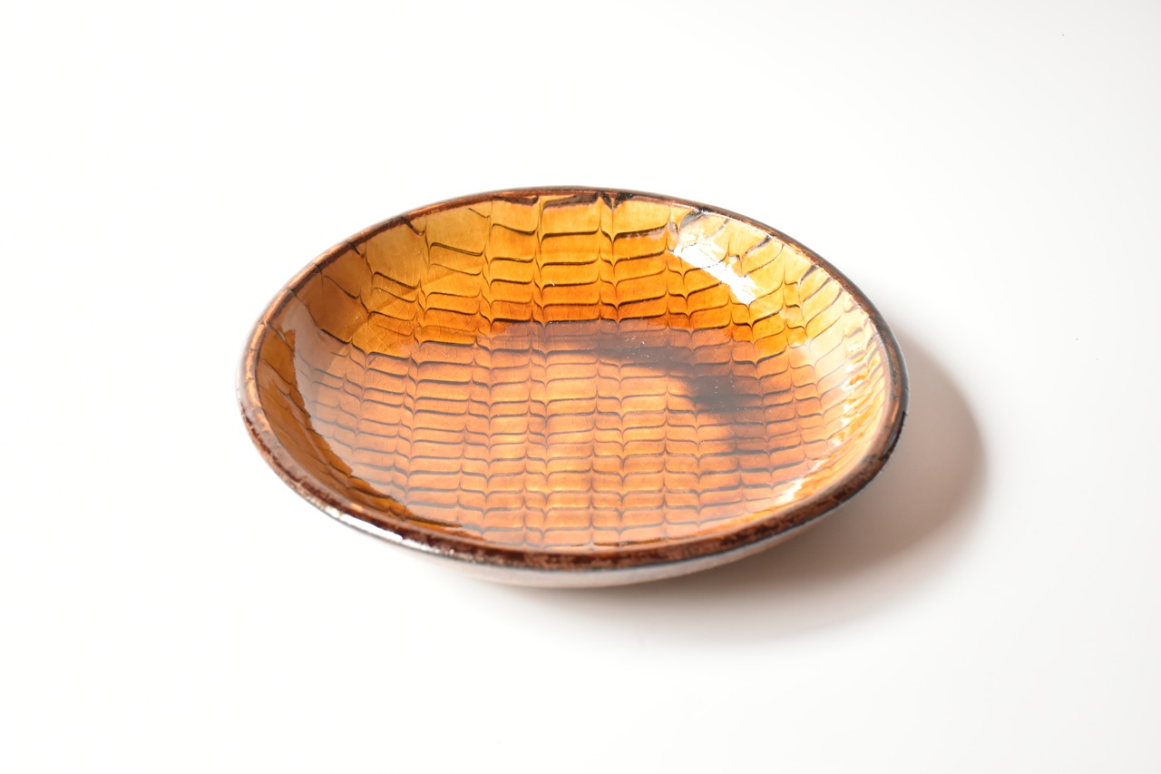 小代焼ふもと窯 / 井上尚之 :  丸皿 スリップウェア ①