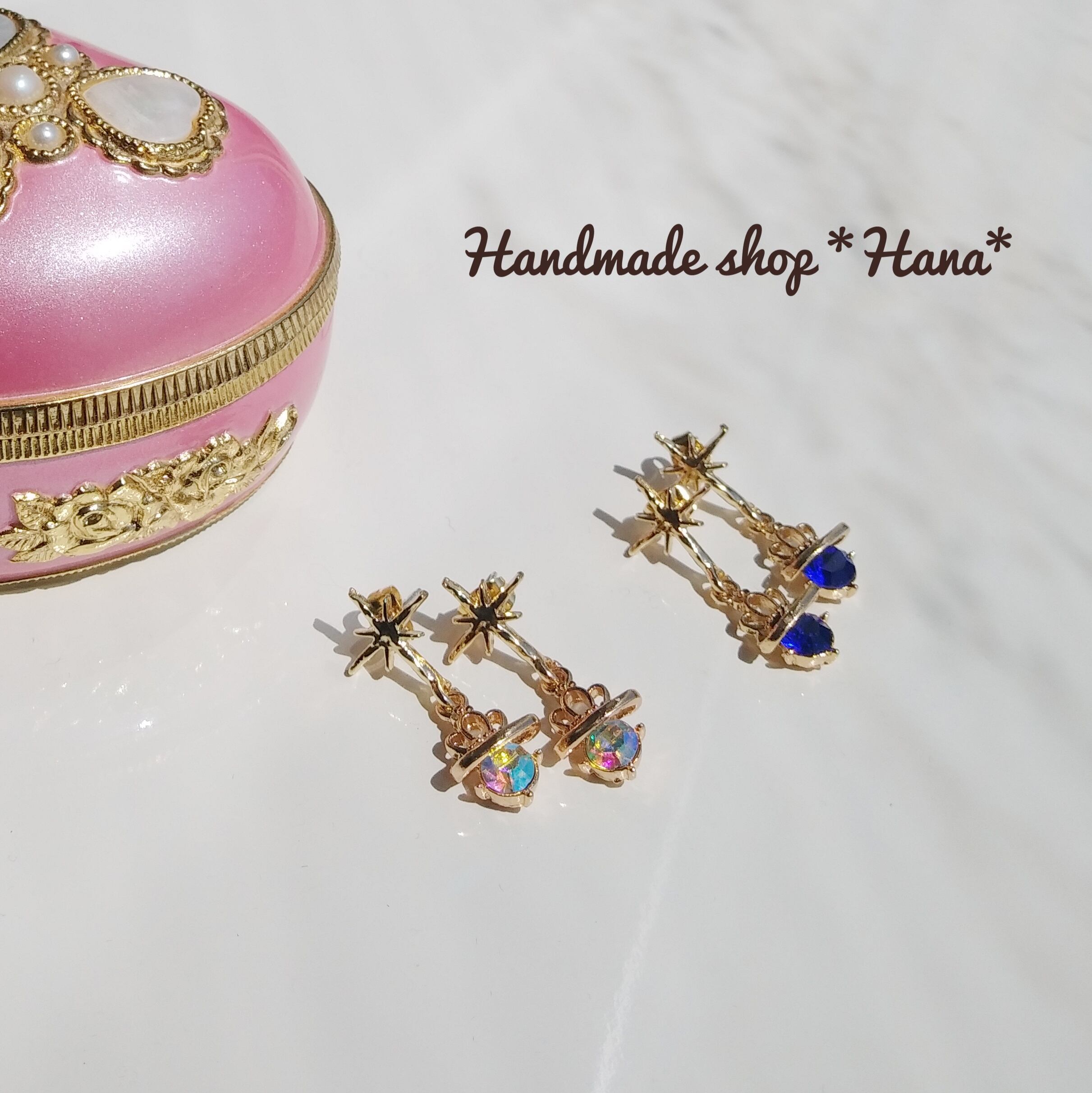 クラウン×土星ピアス お守りピアス オーロラ | Handmaed shop ＊Hana＊