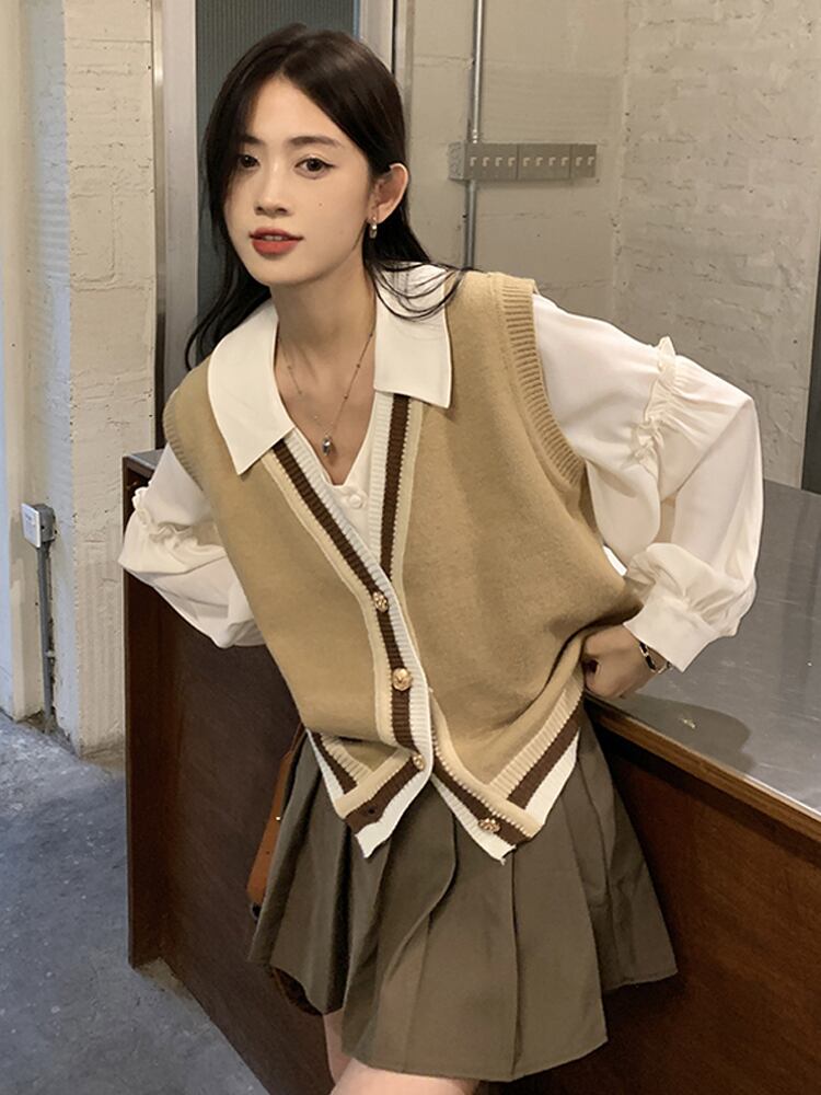 スプリングオータムシャツ スタンダードトップス ロング レトロ 春物 秋物 試着室22924775318