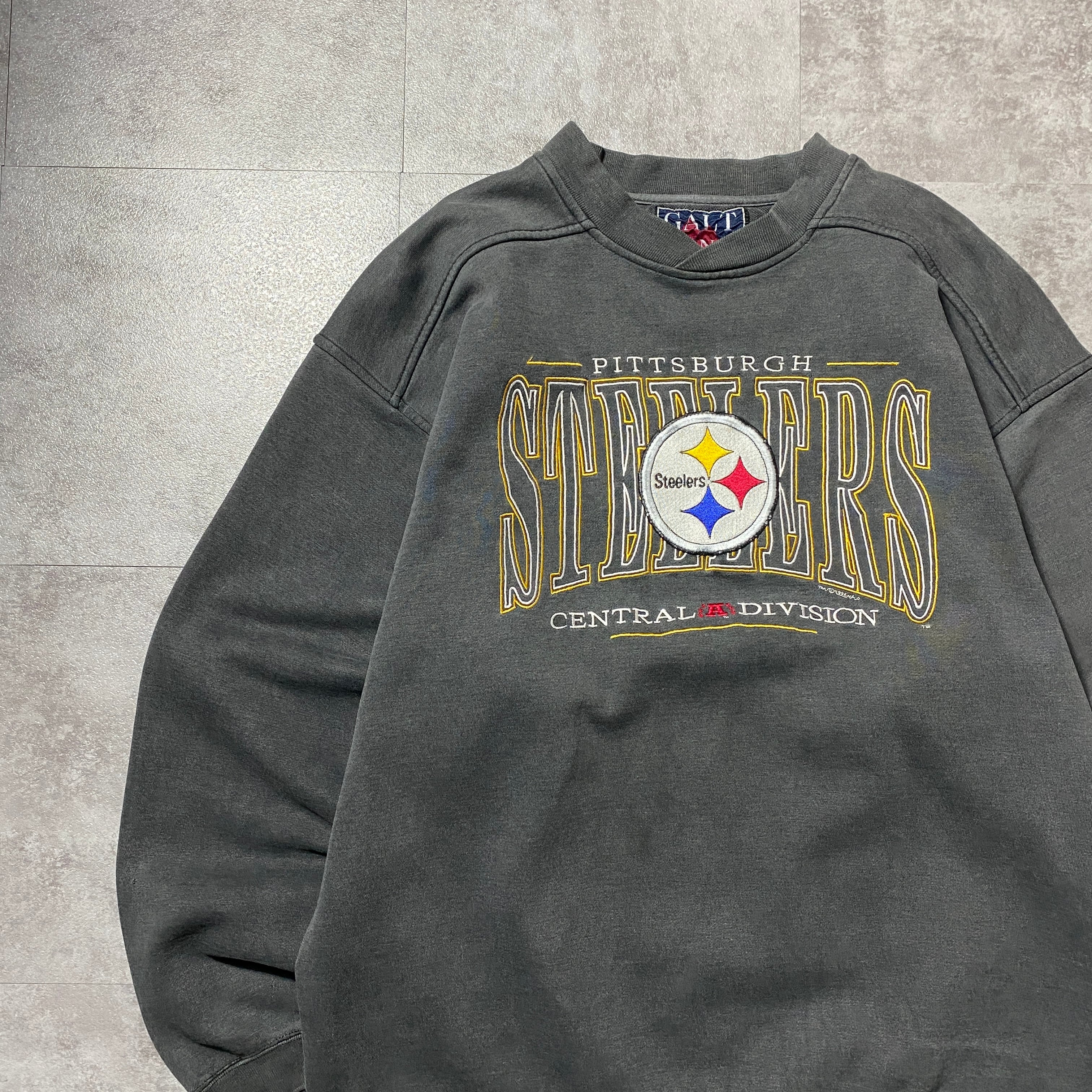 90s NFL スティーラーズ プリントスウェット ブラック 古着2689